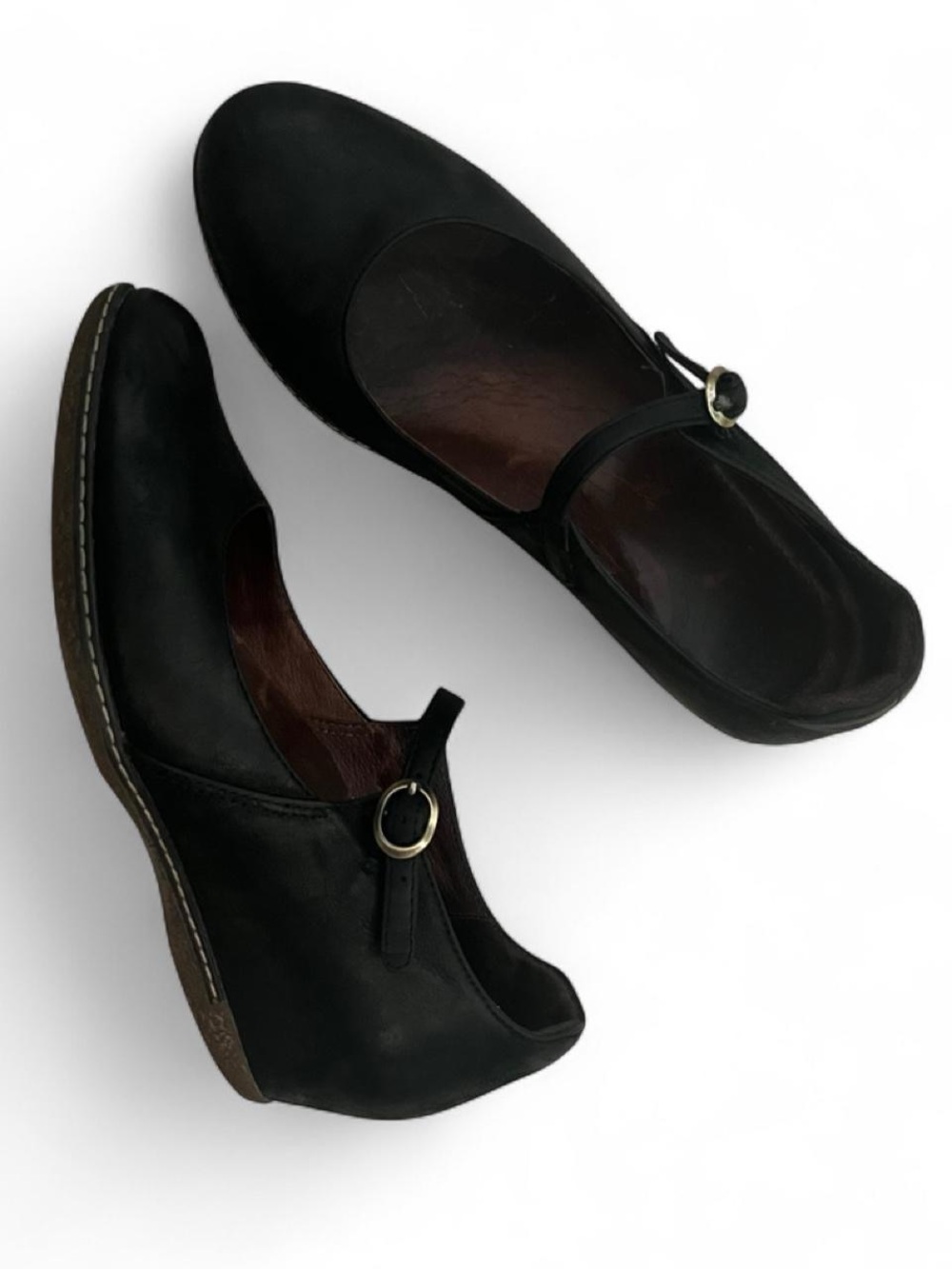 Dansko Black Mary Jane Flats with Gold Buckle